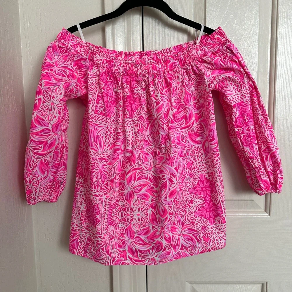 Lilly Pulitzer Winifred Top in Piñata Pink New Blooms On The Block - Size‎ Small